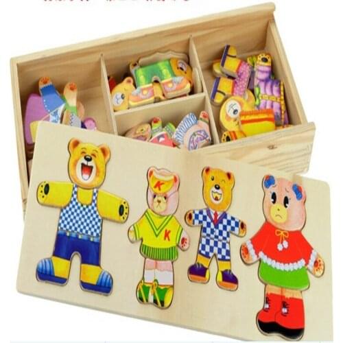 Cubs four games RB68 wooden clothes clutch dress paired quality early childhood jigsaw puzzle toys