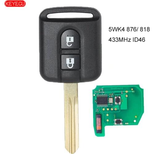 KEYECU Remote Key Fob 433MHz PCF7946 for Nissan Note NV200 Elgrand X-TRAIL Qashqai Navara Micra 2002-2015 FCC ID: 5WK4-876 / 818