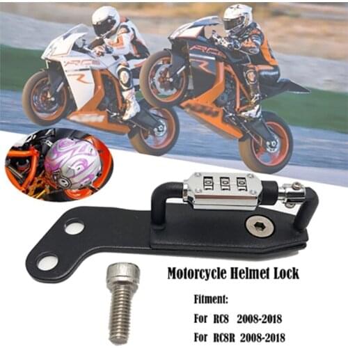 For RC8 RC8R RC 8 2008-2018 2014 2015 2016 2017 Motorcycle Helmet Lock Password Mount Hook Black Side Anti-theft Security