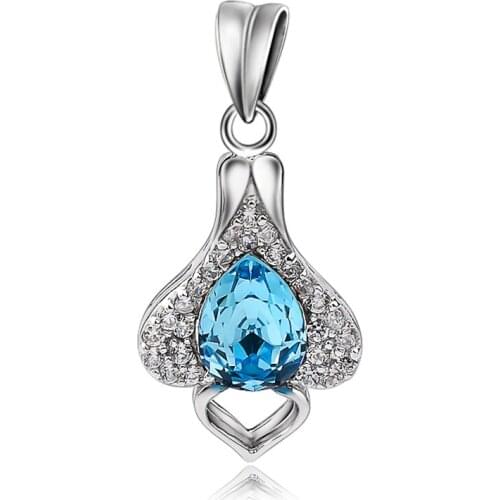 GND0701 2017 New 925 Sterling Silver Lovely Sweet Beauty Blue Crystal Luxury Necklaces Pendants , Jewelry Gift For Women