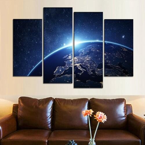Canvas Wall Art Universe Scene with Planets, Stars and Galaxies in Outer Space Modern Home Decor Stretched Framed Ready to Hang