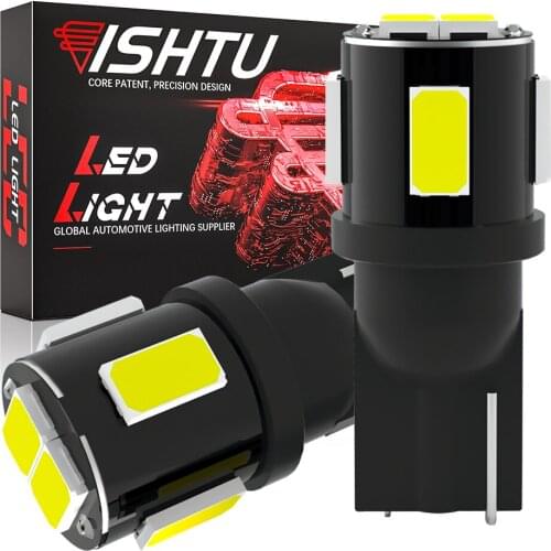 ISHTU 2PCS W5W T10 LED Bulbs 5630 6SMD 12V Canbus 194 168 WY5W Car Interior Dome Reading License Plate Light Auto Signal Lamp