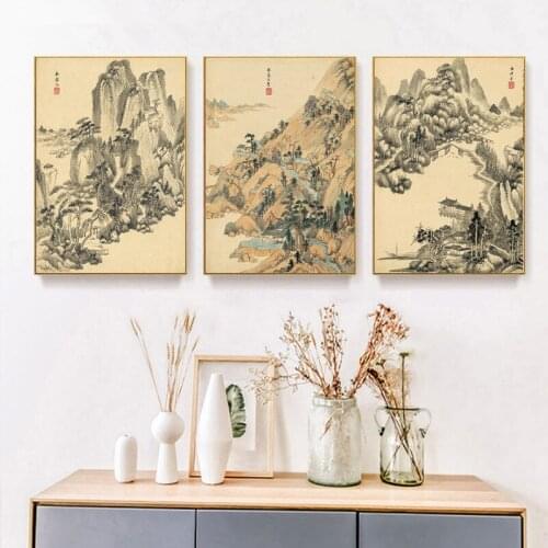 Chinese Landscape Painting Retro Art Painting Home Living Room Decor Art Wall Poster Picture Unframed