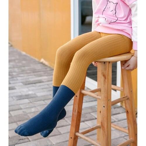 Baby Girl Colored Ribbed Cotton Tights Kids Children Winter Warm Knitted tights Stockings Baby Knee High Girls Pantyhose