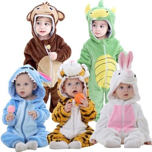 Newborn Baby Rompers Kigurumi Boy Girls Pajamas Animal Cartoon Romper Hooded Pyjama Lion Monkey Costumes Toddler Cosplay Clothes