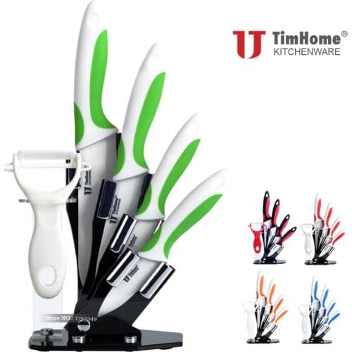 Kitchen Paring knives 3"4"5"6" inch Quality Knife Ceramic Knife Sets with Stand Timhome Brand chef knives kitchen tools