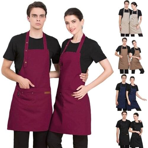 Cooking Kitchen Apron for Woman Men Adjustable Work Aprons Canteen Cooking Uniform for Cafe Shop Baking Restaurant