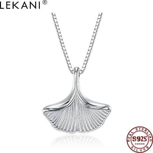 LEKANI Chokers Necklaces For Women 925 Sterling Silver Simple Ginkgo Biloba Pendant Necklace Silver 925 Jewelry Anniversary Gift