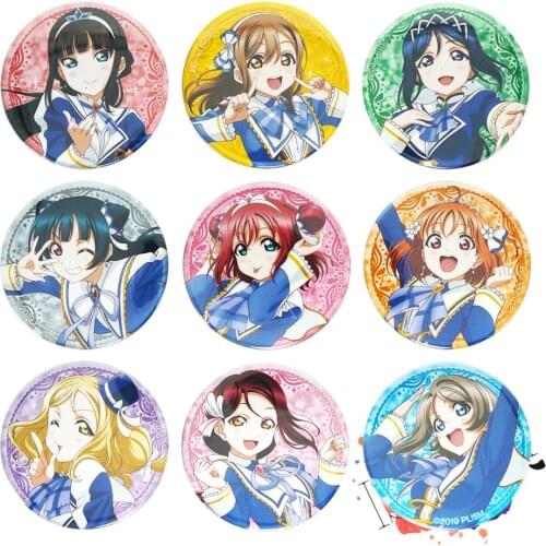 Love Live Sunshine Anime Badge Aqours Hanamaru Dia Yoshiko Riko Ohara Mari Kanan Chika lovelive Metal Badge Brooch Pins