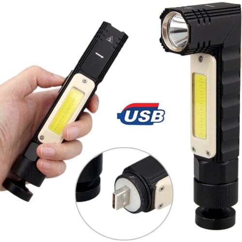 Magnetic USB Rechargeable COB LED Multi-functional Portable Clip Work Lights Rotatable Right Angle Flashlight Build-in Battery