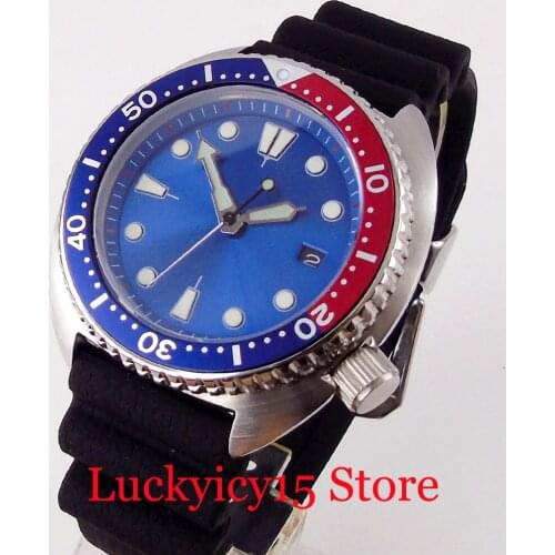 BLIGER Blue New NH35A Men Automatic Men Watch Luminous Index Hand Date WIndow Unidirection Bezel Ring Brushed Case