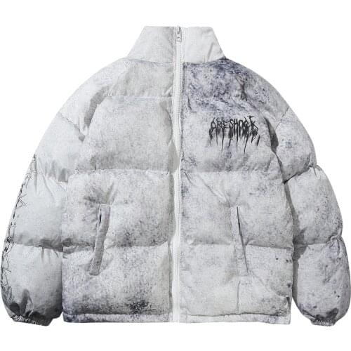 Men Hip Hop Winter Down Jacket Men Streetwear Graffiti Jacket Parka Cotton Harajuku Down Jacket Coat Outwear Oversize M-XL