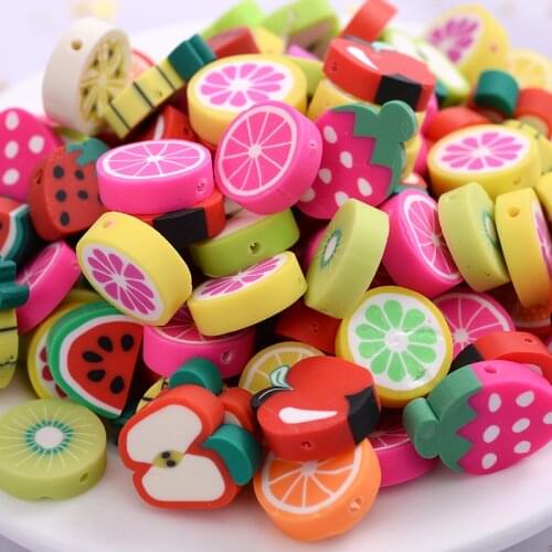 New 20-60pcs/pack Mixed Colors Fruit Beads Polymer Clay Beads Polymer Clay Spacer Loose Beads Necklace Diy Bracelet Accessories
