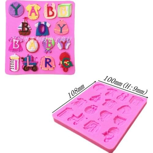 Wholesale Silicone mold K418 DIY Baby hat toy clothes Stroller shape baking mold Fondant cake mold Decoration DIY tools