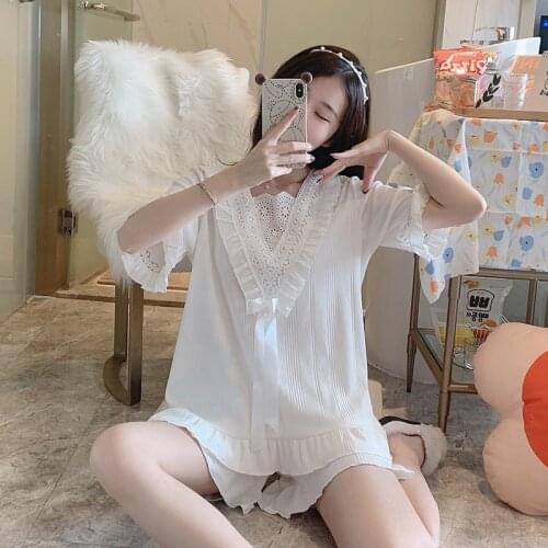 2021 very fairy princess pajamas women sweet and cute shorts short-sleeved home clothes girls can wear outside