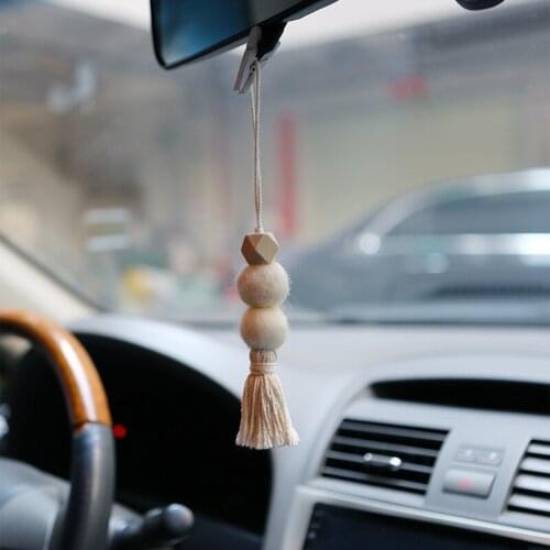 Rear View Mirrior Pendant Accessory Felt Ball Tassel Car Diffuser Hanging Car Interior Decor Ornament for Vehicle JS22