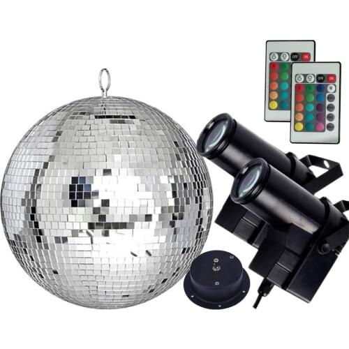 Thrisdar Wireless Remote 10W RGB Beam Pinspot Lamp With 25CM 30CM Mirror Disco Ball Party Wedding Bar Disco Ball Light