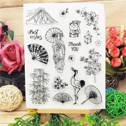 14*18CM Oriental Girls Transparent Seal Clear Stamps Silicone Seal Roller Stamps DIY Scrapbook Album / Card Production Easter