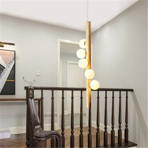 Nordic Magic Bean Lamp Stairwell Creative Art Decoration Simple Modern Wooden Chandelier Free Shipping