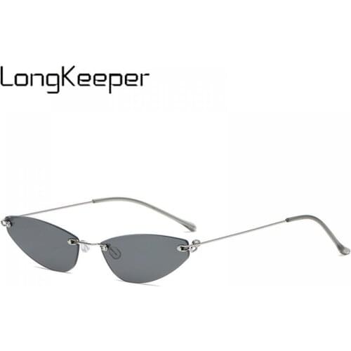 LongKeeper New Rimless Cat Eye Sunglasses Women Brand Design Luxury Metal Sun Glasses Female Shades UV400 Eyewear Gafas de sol