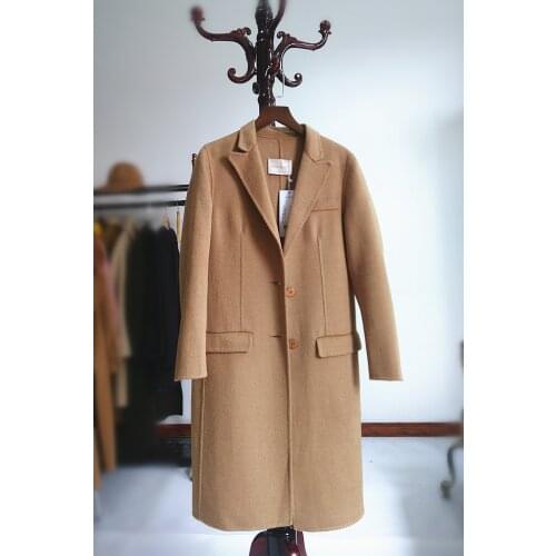 Women Wool Coat 2018 New Fashion High Quality Runway Designer Cashmere Coat British Style Medium Length Woolen Outerwear Trench