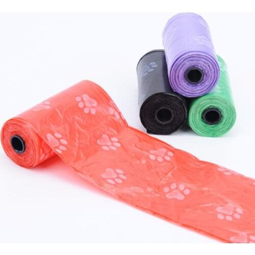 1 Roll=15PCS Degradable Pet Dog Waste Poop Bag With Printing Doggy Excrement Bag