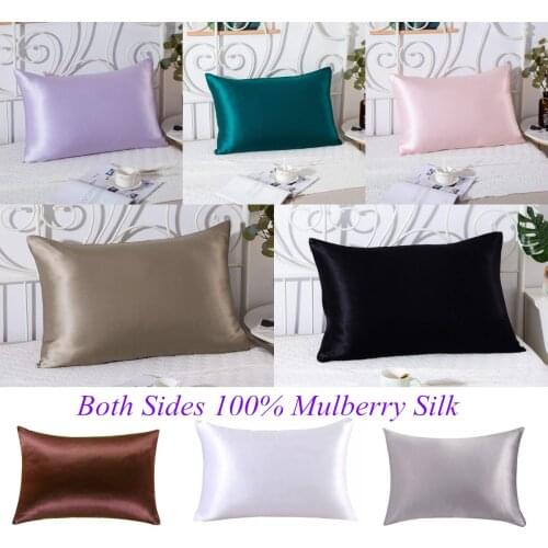 100% Both Sides Nature Mulberry Silk Pillowcase Zipper Pillowcases Standard Queen King Pillow case New Multicolor Pillow Covers