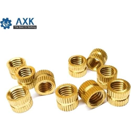 100Pcs M6*L*8.3(OD)/M8*L*10(OD) Brass Insert Nut Injection Molding Copper Knurled Thread Inserts Nuts