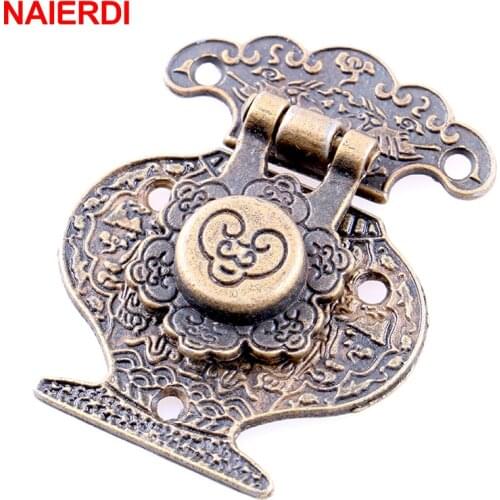 2PCS NAIERDI 51*41mm Antique Bronze Hasp Latch Jewelry Wooden Box Lock Mini Cabinet Buckle Case Locks Decorative Handle Hardware