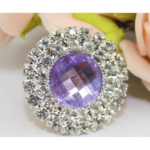 25mm Round Acrylic Flatback Rhinestone Decoration Buckles DIY Wedding Accessories Metal Flat Botton Free shipping 100pcs pack