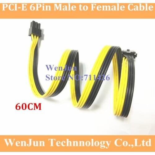 60CM PCI-E GPU 6Pin 2*3pin male to 6 pin Female Power extention Cable adapter 18AWG wire