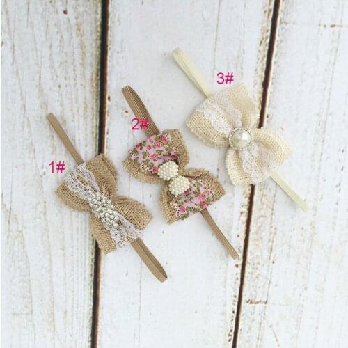 Free Shipping Burlap Bow Headband Kids Hair Accessories Photo Prop
