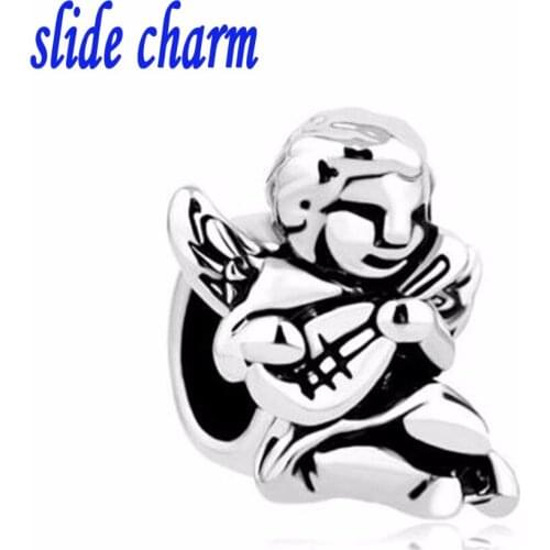 Free shipping Mandolin Music Angel Lover fit Pandora bracelet Holiday gift