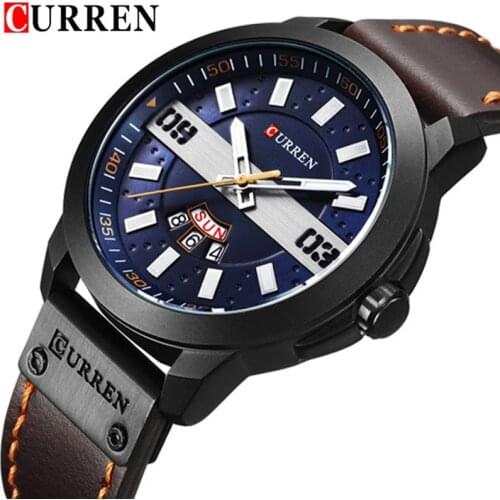 CURREN Mens Watches Waterproof Date Week Top Brand Luxury Leather Band Sport Business Military Male Clock Relogio Masculino 8286