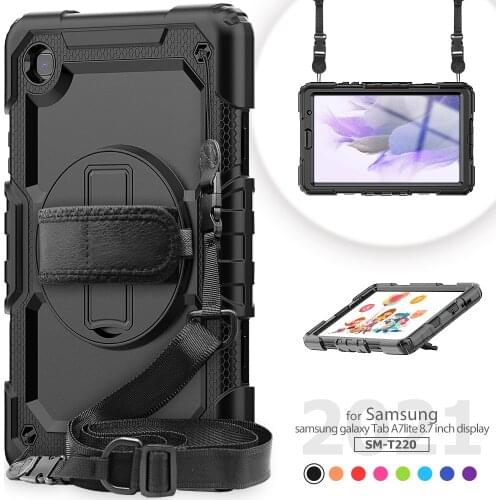 360 Rotation Hand Strap&Kickstand Funda Tablet Samsung Galaxy Tab A7 Lite Case 2021 T220 T225 Protective Cover