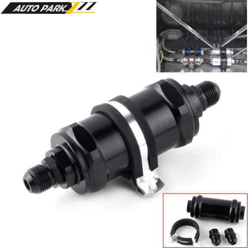 BLACK AN6 8 10 Inline Fuel Filter E85 Ethanol With 100 Micron Stainless steel elementand fuel filter FF07