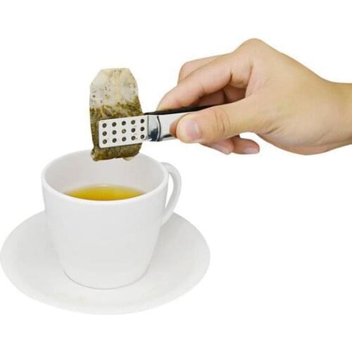 Stainless Steel Tea Bag Clip Teabag Squeezer Holder Heat Resistant Mini Food Tong Kitchen Accessories