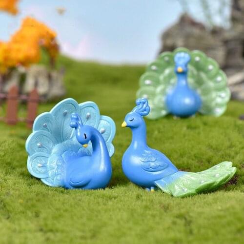 Diy Miniature Landscapes of Simulated Peacock Fleshly Decorative Miniature Animals Gardening Accessories Resin Crafts