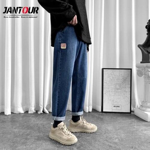 Jantour Jeans For Men Loose Fit Pants Classic 2021 Jeans Male Denim Jeans Men Designer Trousers Casual Straight Elasticity Pants