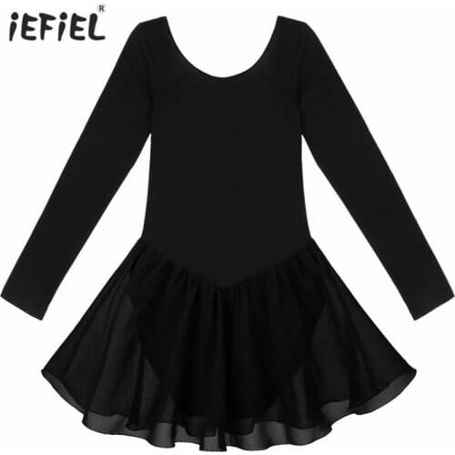 Cotton Long Sleeve Girls Ballet Dress Party Fancy Costume Girls Ballet Tutu Dress Ballet Dancewear Leotard Dress for Performance
