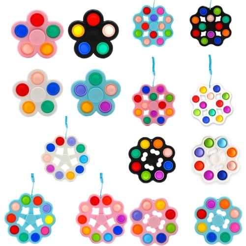 Simple Dimple Fidget Toy Soft Silicone Push Bubble Spinner Keyring Autism Stress Relief Fidget Spinner and Push Bubble Toy