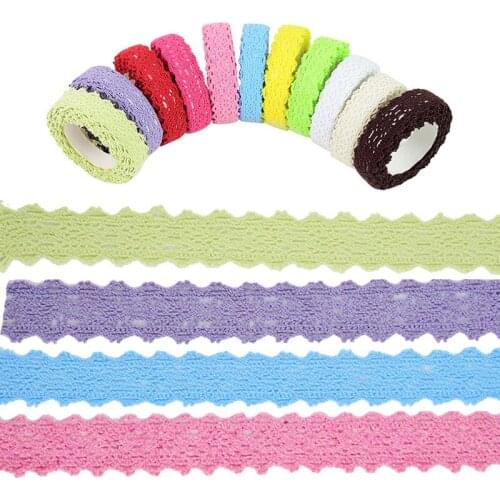 2 Yards 1.8cm Adhesive Lace Tape Cotton Embroidered Lace Trim Fabrics DIY Sewing Accessories Handmade Photo Frame Decor Trimming
