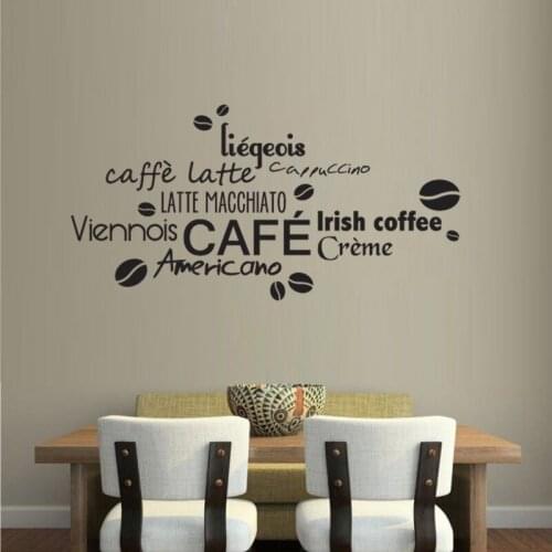 KUCADA creative French qoute cafe kitchen decal for home decoration removable wallpaper diy black mural decal WP1605