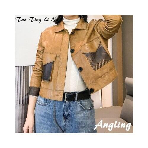 Top brand Spring 2020 Women Genuine Real Sheep Leather Jacket W20 high quality