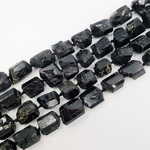 LiiJi Unique Black Tourmalines Huge Loose Beads Approx 10-30mm Raw Stone 39cm Making Bracelet Necklace