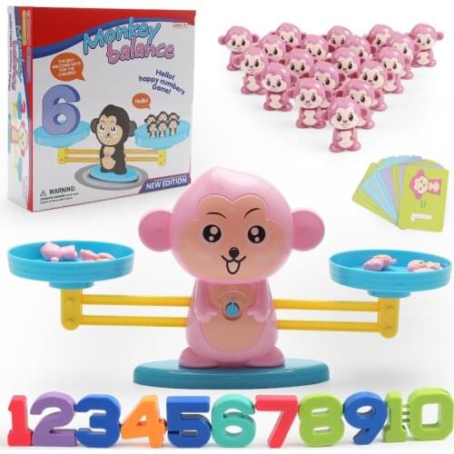 Math Match Game Board Toys Monkey Pig Match Balancing Scale Number Balance Game Kids Educational Toy To Learn Add And Subtract