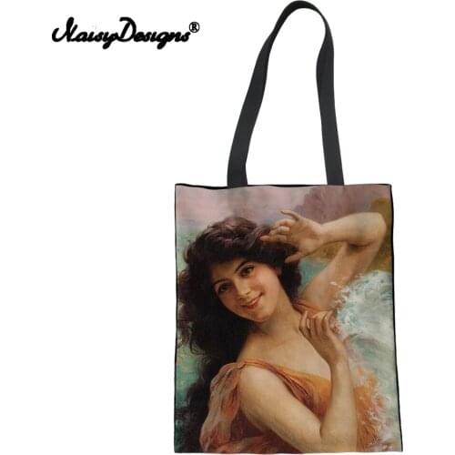 NOISYDESIGNS Fashion Painting Pattern Canvas Tote Bags Women Brand Designer Womens Folding Shopper Bag Girl School Storage Bags