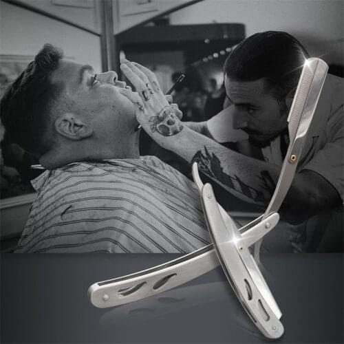 Men Shaving Barber Tools Hair Razor and Blades Antique Black Folding Shaving Knife Stainless Steel Straight razor Holder