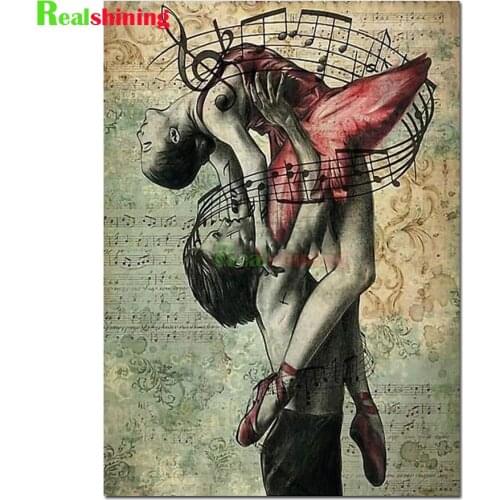 5D DIY Diamond Painting Dancing couple abstract music symbol Cross Stitch Diamond Embroidery Mosaic Pictures Of Rhinestone N2106