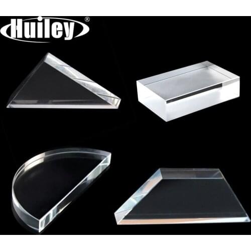 4 in 1 Physical Optical Lens Set Rectangular Glass Brick Transparent Triangular Trapezoidal Desktop Students Studying Teaching